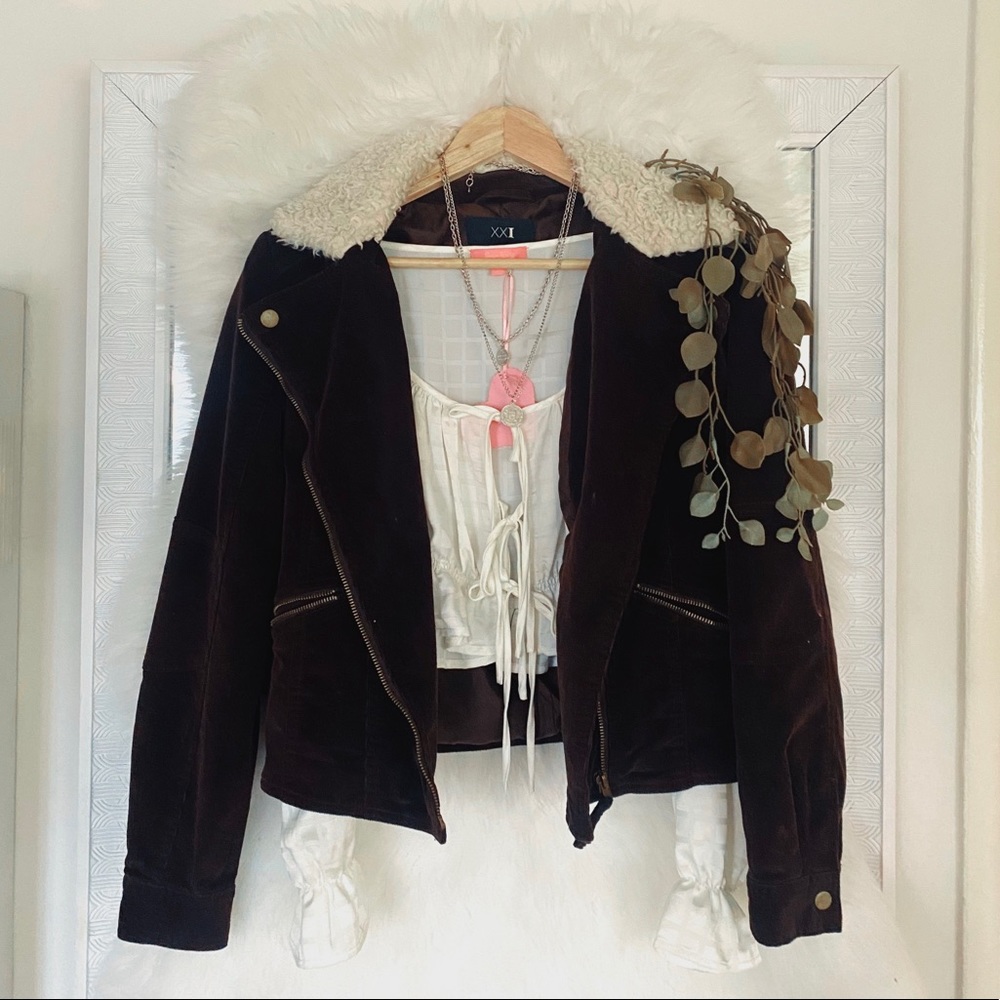 • § Corduroy Brown Shearling Jacket Coat § •